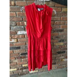 Anthropologie Red Silk Sleeveless Dress - 8